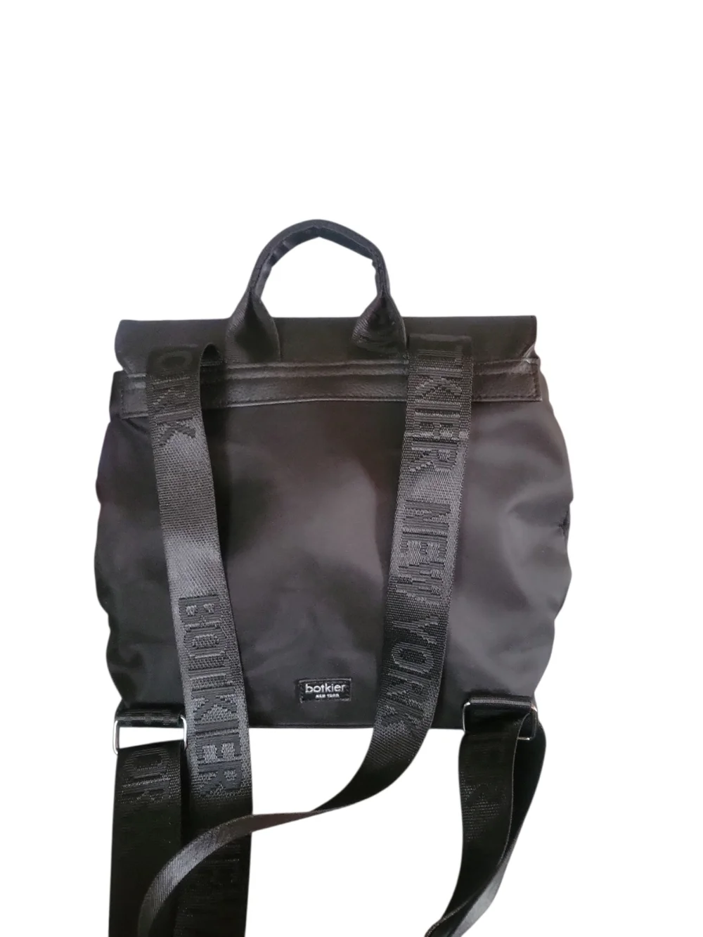 Botkier NY Black Mini Trigger Nylon and Faux Leather Top-Handle  Backpack